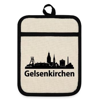 Gelsenkirchen Skyline - Topflappen mit Gummirückseite - Leinen/Schwarz  - Vorne