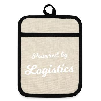 Powered by Logistics - Topflappen mit Gummirückseite - Leinen/Schwarz  - Vorne