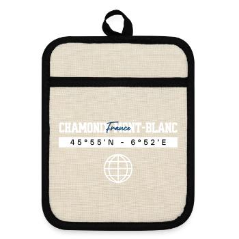 Chamonix-Mont-Blanc Frankreich Koordinaten - Topflappen mit Gummirückseite - Leinen/Schwarz  - Vorne