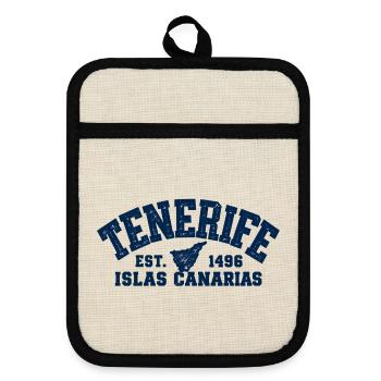 Tenerife - Islas Canarias - Teneriffe - Kanaren - Topflappen mit Gummirückseite - Leinen/Schwarz  - Vorne