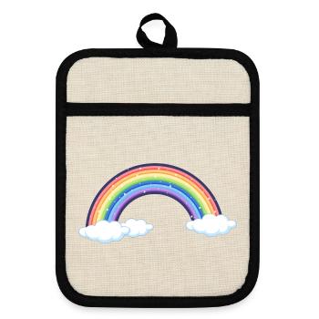 Vibrant Rainbow Over Clouds - Pot holders with rubber back - linen/black  - Front