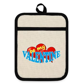 Valentine - Pot holders with rubber back - linen/black  - Front