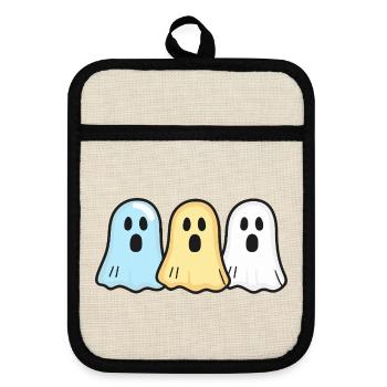 Ghosts Halloween Funny Team - Pot holders with rubber back - linen/black  - Front