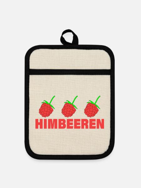 HIMBEERREN - Topflappen mit Gummirückseite - Leinen/Schwarz 