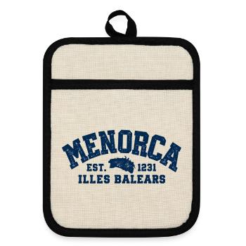 Menorca - Insel - Mittelmeer - Spanien - Balearen - Topflappen mit Gummirückseite - Leinen/Schwarz  - Vorne