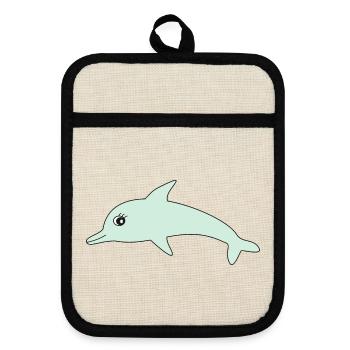 Dolphin Dolphins - Pot holders with rubber back - linen/black  - Front