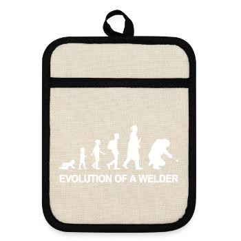 Evolution of a welder - Pot holders with rubber back - linen/black  - Front