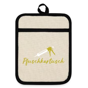Pfuschkartusch für Handwerker - Topflappen mit Gummirückseite - Leinen/Schwarz  - Vorne