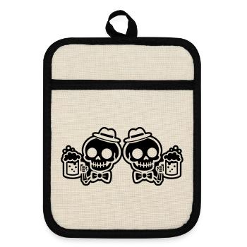 Skeleton Beer Team Bachelors - Pot holders with rubber back - linen/black  - Front