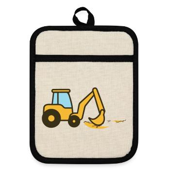 Excavatrice à dessins animés dans le sable - Maniques avec dos en caoutchouc - lin/noir  - Devant