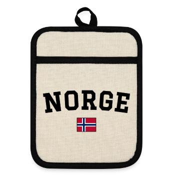 Drapeau de la Norvège Noir - Maniques avec dos en caoutchouc - lin/noir  - Devant