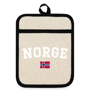 Drapeau norvégien en blanc - Maniques avec dos en caoutchouc - lin/noir  - Devant