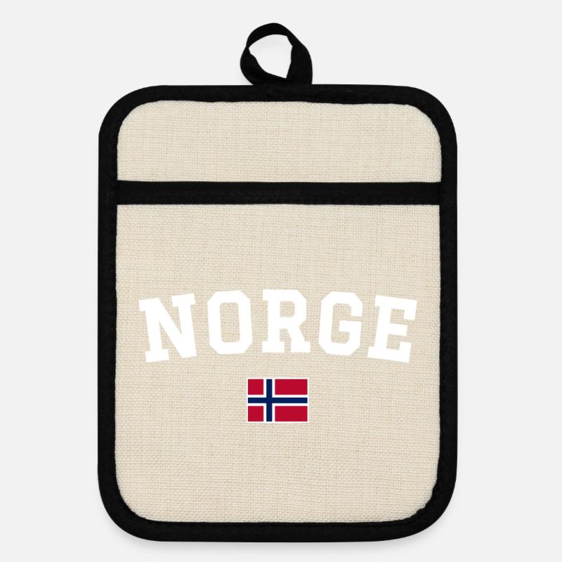 Norway Flag Design White - Pot holders with rubber back - linen/black
