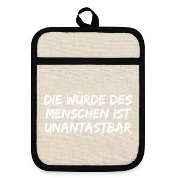DIE WÜRDE DES MENSCHEN IST UNANTASTBAR REGENBOGEN - Topflappen mit Gummirückseite - Leinen/Schwarz  - Vorne