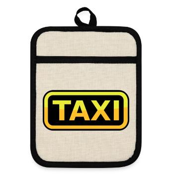 Taxi Schild - Topflappen mit Gummirückseite - Leinen/Schwarz  - Vorne