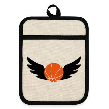 Basketball - Basket Ball - Game - Sport - Player - Pot holders with rubber back - linen/black  - Front