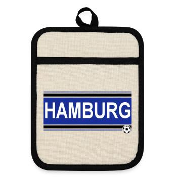 Hamburg , Tradition , Hamburg Fussball Fan (25) - Topflappen mit Gummirückseite - Leinen/Schwarz  - Vorne
