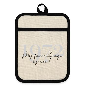 Vintage Jahreszahl 1972 Script - Topflappen mit Gummirückseite - Leinen/Schwarz  - Vorne