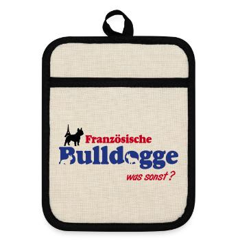 Französische Bulldogge Logo - Topflappen mit Gummirückseite - Leinen/Schwarz  - Vorne