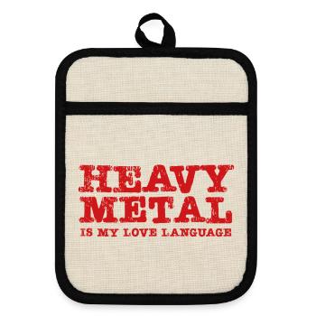 Le Heavy Metal est mon langage d’amour - Maniques avec dos en caoutchouc - lin/noir  - Devant