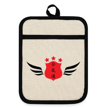 Aikido - Martial Art - Aikido - Pot holders with rubber back - linen/black  - Front