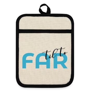 Father of two - Pot holders with rubber back - linen/black  - Front
