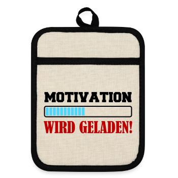 motivation_wird_geladen- - Topflappen mit Gummirückseite - Leinen/Schwarz  - Vorne