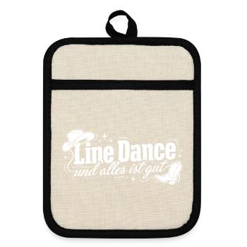 Line Dance: Alles ist gut - Topflappen mit Gummirückseite - Leinen/Schwarz  - Vorne