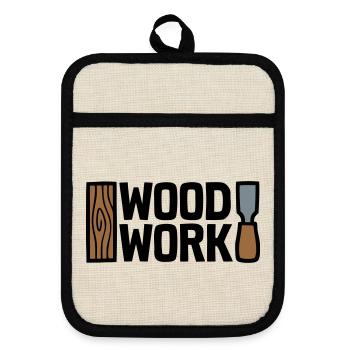 Wood Work Schriftzug Logo - Topflappen mit Gummirückseite - Leinen/Schwarz  - Vorne