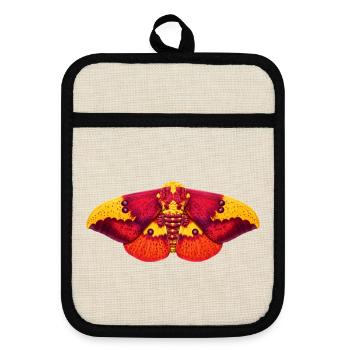 Imperial Moth Eacles imperialis Cartoon Style - Maniques avec dos en caoutchouc - lin/noir  - Devant