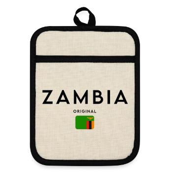 Drapeau zambien, design minimaliste élégant - Maniques avec dos en caoutchouc - lin/noir  - Devant