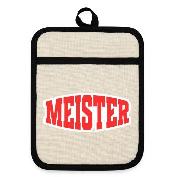 Meister - Topflappen mit Gummirückseite - Leinen/Schwarz  - Vorne