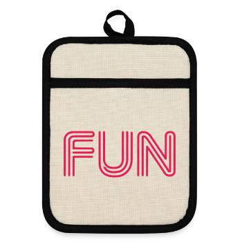 Fun Slogan - Spass - funny - Spaß - Topflappen mit Gummirückseite - Leinen/Schwarz  - Vorne