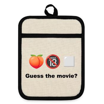 Peach ohne 18+ Quadrat Rate den Film oder den Film - Topflappen mit Gummirückseite - Leinen/Schwarz  - Vorne