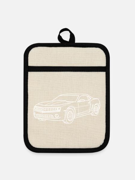 Chevy Camaro - Topflappen mit Gummirückseite - Leinen/Schwarz 
