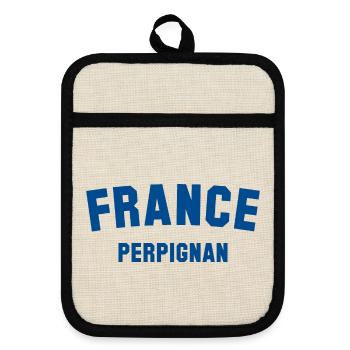 PERPIGNAN, France, France - Maniques avec dos en caoutchouc - lin/noir  - Devant