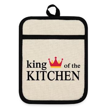 Funny cooking apron for men - Pot holders with rubber back - linen/black  - Front