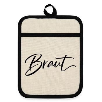 Team Bride - Pot holders with rubber back - linen/black  - Front