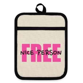 Free Nice Person. - Topflappen mit Gummirückseite - Leinen/Schwarz  - Vorne