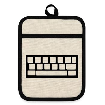 Tastatur – minimalistisches Symbol - Topflappen mit Gummirückseite - Leinen/Schwarz  - Vorne