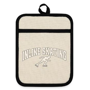 Inline Skating Retro Skater Silhouette - Topflappen mit Gummirückseite - Leinen/Schwarz  - Vorne