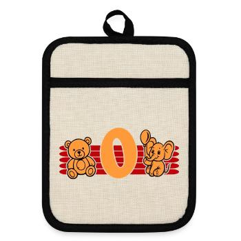 Baby Name Buchstabe O Vorname Teddybär Elefant - Topflappen mit Gummirückseite - Leinen/Schwarz  - Vorne