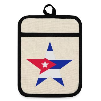Cuban star - Pot holders with rubber back - linen/black  - Front
