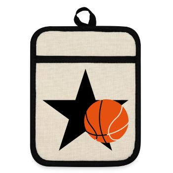 Basketball - Basket Ball - Game - Sport - Player - Pot holders with rubber back - linen/black  - Front