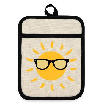 Summer / Sonne / Eté / Holidays / Sun / Soleil - Pot holders with rubber back - linen/black  - Front