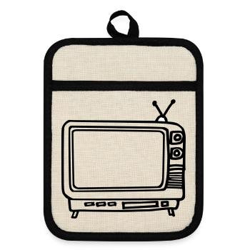 TV - Pot holders with rubber back - linen/black  - Front