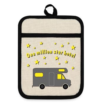 one million star hotel - Topflappen mit Gummirückseite - Leinen/Schwarz  - Vorne