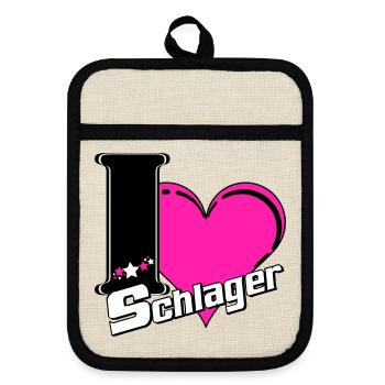 Schlager Party , Schlager Music , Schlager Love - Pot holders with rubber back - linen/black  - Front