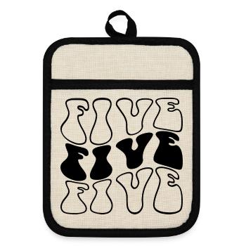 Five 5th Birthday Kids Boys Girls 5 Years Old - Pot holders with rubber back - linen/black  - Front
