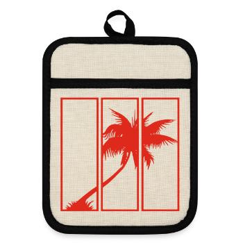 Vue sur les vacances (rouge) - Maniques avec dos en caoutchouc - lin/noir  - Devant
